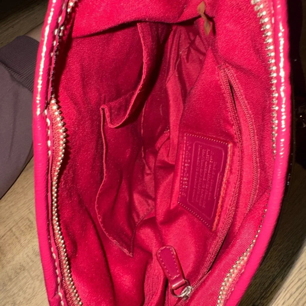 Coach Signature C Jacquard Canvas Crossbody Bag Burgundy Trim